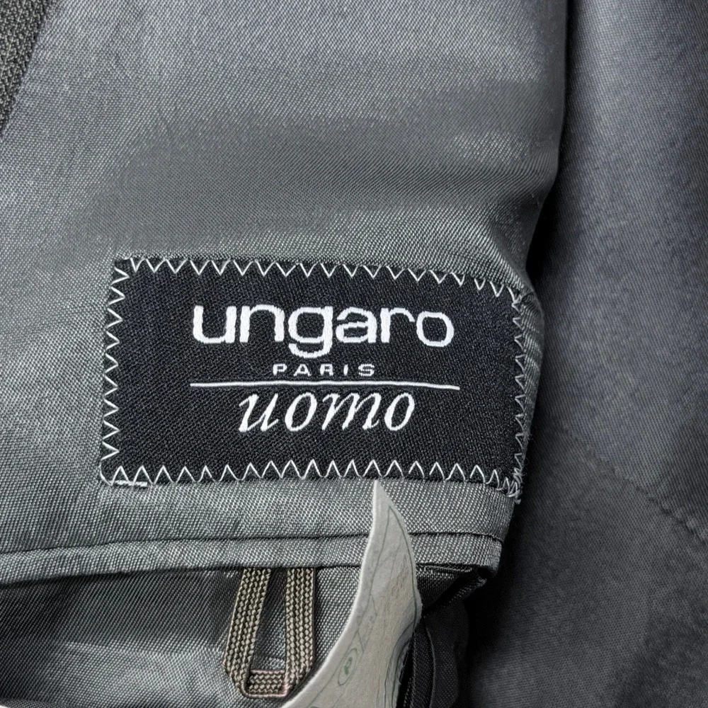 Ungaro Paris Uomo Mens Grey Wool Double Breasted Pinstripe Blazer Jacket 40R